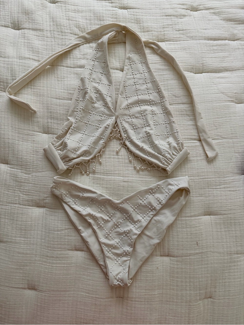Beach Riot Ivory Swimwear Top with Gathered Detail